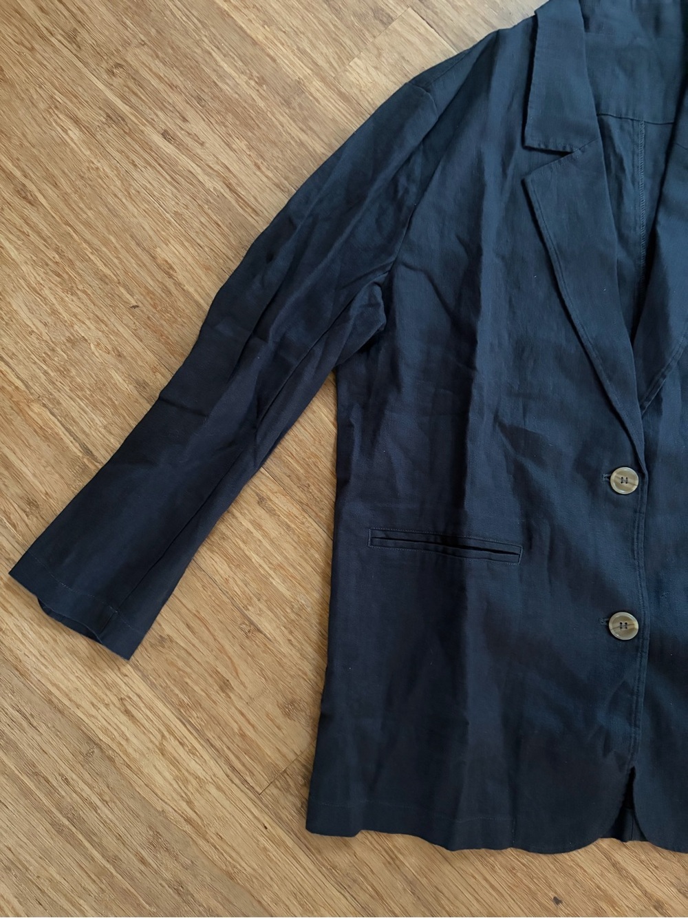 NWOT Mazhu 100% Linen Navy Blue Casual Blazer Jacket Women's Size Large - Picture 6 of 8